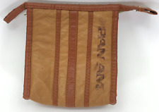 Vintage PAN AM Airlines Brown Leather Amenity Toiletry Travel Bag First Class picture