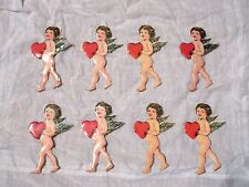 10 pcs Vintage/Antique Cupid W/ Heart Diecut Victorian Paper Scrap Valentines picture