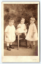 c1910 3 SUPER CUTE BABY AND TODDLER GIRLS KNOX STUDIO PHOTO RPPC POSTCARD P4263 picture