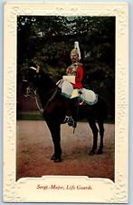 Sergt. Major Life Guards Postcard Riding Horse Embossed c1910's Unposted Antique picture