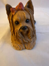 1982 Sandicast Yorkshire Terrier Yorkie Dog Figure Black Brown Signed Laying 8