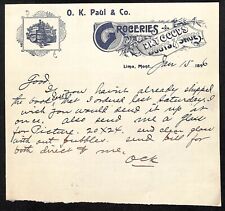 Lima, MT O.K. Paul & Co. Dry Goods Boots 1896 Letterhead re: Shipping a Book picture