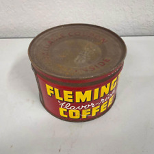 Vintage Flemings Flavor Rich Key Wind Coffee Tin Advertising Display Can - HN picture
