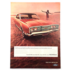 Vintage 1968 PRINT AD FORD Lincoln Mercury Montego RED Hardtop Sunset Beach Girl picture