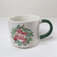 Happy Holidays Coffee Tea Mug Cup Double Sided Christmas Wreath Holly Graphics picture