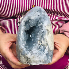 5.14LB Natural Blue Celestite Crystal Geode Cave Mineral Specimen Healing 202 picture