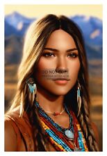 GORGEOUS YOUNG NATIVE AMERICAN LADY MOUNTAINS 4X6 FANTASY PHOTO picture