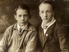1930s Nostalgic Two Handsome Guys Male Students Early Soviets Antique Photo picture