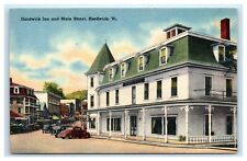 POSTCARD Hardwick Inn and Main Street Vermont VT Green Roof White Pillars picture