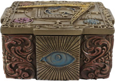 Ebros Stonemasons Masonic Fraternity Logo Small Decorative Box Freemasonry Squar picture