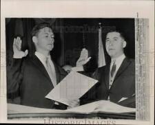 1963 Press Photo Edward Brooke takes oath as attorney general in Boston, MA picture