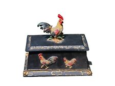Vintage Heavy Handpainted Asian Rooster Lidded Trinket-Great Detail-7