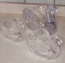 Vintage Regaline Swan Vase Candy Dish Wedding Ice Sculpture Lucite Deco Set Of 3 picture