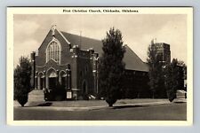 Chickasha OK-Oklahoma First Christian Church Religion Outside Vintage Postcard picture