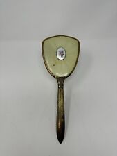 Vintage Vanity Mirror Hand Held Floral 3D Design Gold Tone See Pics picture