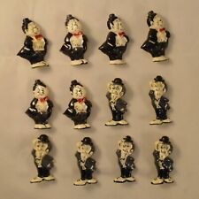 VINTAGE RETRO 80s LAUREL & HARDY COMEDY COMEDIANS NOS PIN LOT of 12  AS picture