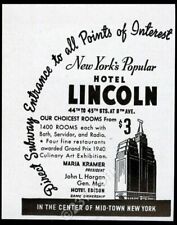 1941 Hotel Lincoln New York City illustrated vintage print ad picture