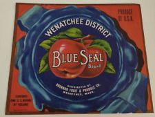 Authentic Vintage Fruit Crate Apple Label Blue Seal Brand Brennan Fruit  Produce picture