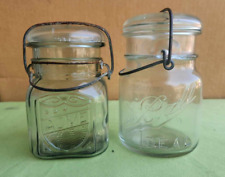 Lot of 2 Wire Bail & Glass Lid One Pint Canning Jars. ACME & Ball IDEAL picture