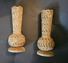 Pair Of Hand Carved Vases, Origin Unknown Must See picture