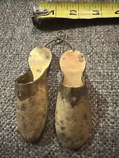 Antique Vintage Brass Metal Plated Shoes Slippers Hanging Match Stick Holder picture