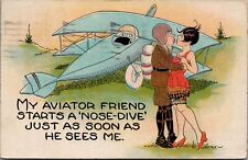 Vintage 1928 Comic Humor Pilot Aviator Biplane Flapper Postcard D31 picture