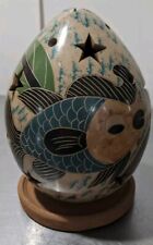 Hand Crafted Clay Pottery Sea Creatures Luminary Tea Light Candle Holder Egg ECU picture