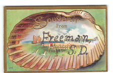 Freeman-South Dakota-Greetings-Seashell-Sea Shell-Souvenir-Antique Postcard picture