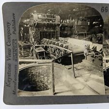 c1900s Pittsburgh, PA Steel Foundry Real Photo Stereoview Ingot Factory Smelt V1 picture
