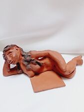 Native American Nude Woman Terracotta Clay Art Sculpture Signed Vintage 2003 HTF picture