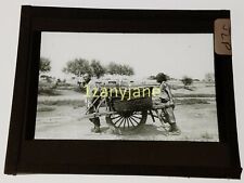 Glass Magic Lantern Slide JLP SLIDE CHINA CHINESE MEN MOVING CART MUSCLE SHOES picture