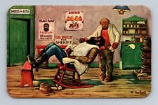 Notorious Outlaw Black Bart in the Barber Shop for a Shave - Bob Petley Postcard picture