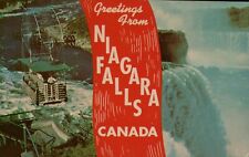  Vtg Postcard Greetings From Niagara Falls Canada Aerial Car picture