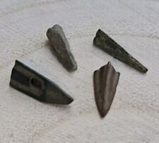 Lot Of 4 Ancient Roman Bronze Arrowheads Points Empire Poison Hole picture