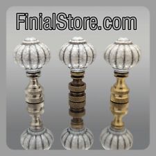 Crackled White/Grey, Acrylic, Lamp Finials Nickel, Polished, Antique Brass Bases picture