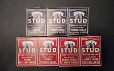 Lot of 7 sealed Stud playing card decks. 4 red 3 blue. USA made picture