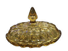 Vintage Anchor Hocking Butter Dish Fairfield Amber Yellow 7