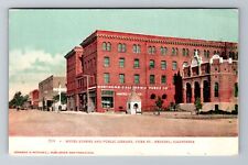 Redding CA-California, Hotel Lorenz, Public Library, Antique Vintage Postcard picture