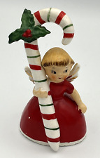 Vintage Napco 1956 Christmas Bell Candy Cane Angel Girl Figurine 4