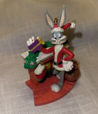 VTG Bugs Bunny Santa Fireplace Christmas Ornament Warner Brothers 1998 picture