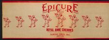 Scarce Epicure Royal Anne Cherries Jaburg Bros Paper Label c1910's-20's Waiter picture