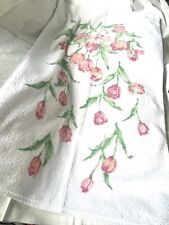 Vintage Fieldcrest bath towels Floral Peach and Mauve 25 x 41 .  3 available picture