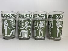 8 Vtg WEDGEWOOD EGYPTIAN Gold rimmed Green HAZEL Juice/Cocktail GLASSES, AWESOME picture