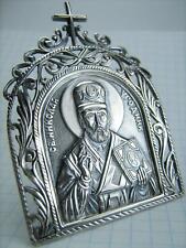 925 Sterling Silver Icon Saint Nicholas Wonderworker Healer Guardian Patron 006 picture