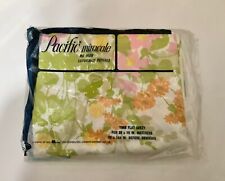 Pacific Miracle Luxurious Percale VTG Twin Flat Sheet NOS Retro 70s Flowers picture