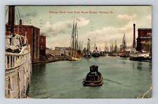 Chicago, IL-Illinois, Chicago River Rush Street Bridge c1908, Vintage Postcard picture