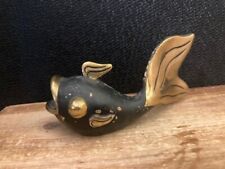 Beautiful Vintage Brass Japanese Fish Black/Brass Figurine 5
