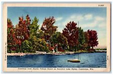 1950 Greetings from Alpine Village Resort, Cambridge Wisconsin WI Postcard picture
