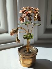 Vintage Jane Hutcheson Enamel Metal Flower Bouquet Gorham Sterling Pot Rare 6.5