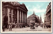 Vtg London England UK Mansion House Old Buses 1910s Street View Postcard picture